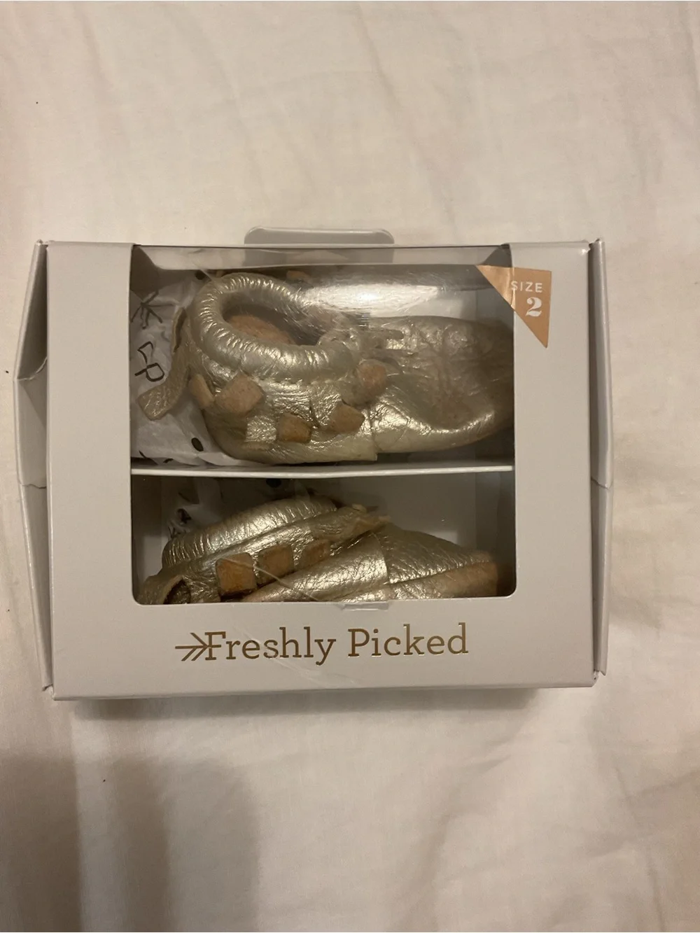 Freshly Picked Metallic Pewter/Gold Baby Moccasins